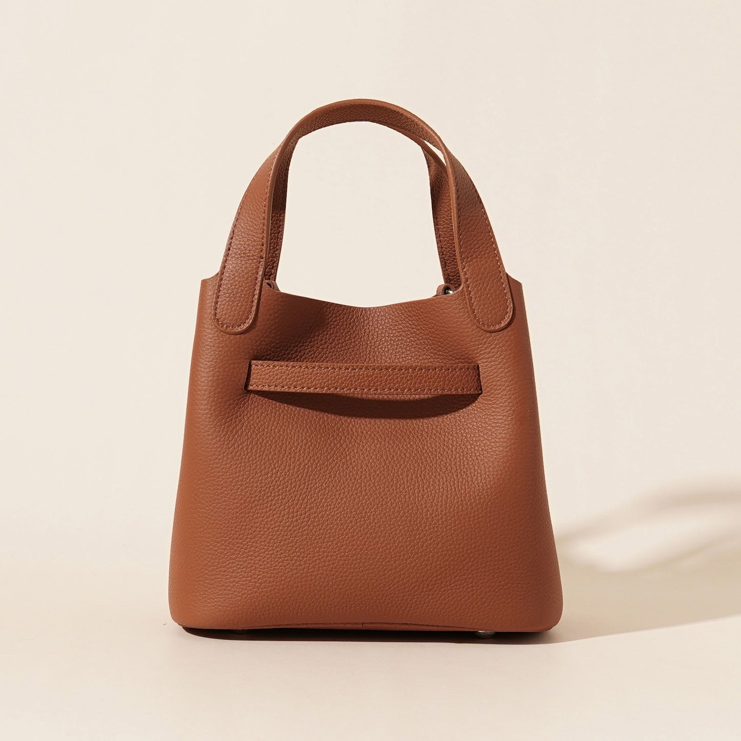 2025 New Genuine Leather Litchi Texture Basket Bag Single Shoulder Crossbody Underarm Bag Bucket Bag Commuter Fashion Women's Bag