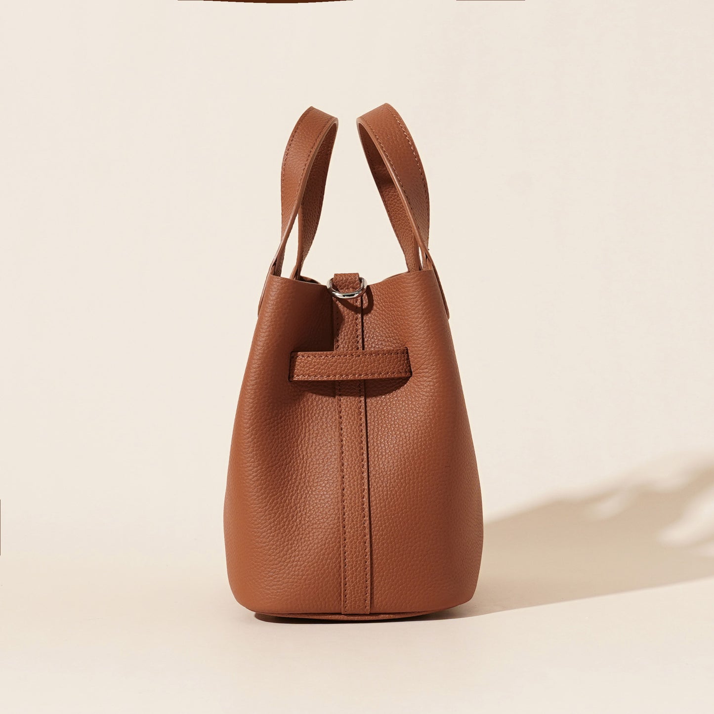 2025 New Genuine Leather Litchi Texture Basket Bag Single Shoulder Crossbody Underarm Bag Bucket Bag Commuter Fashion Women's Bag