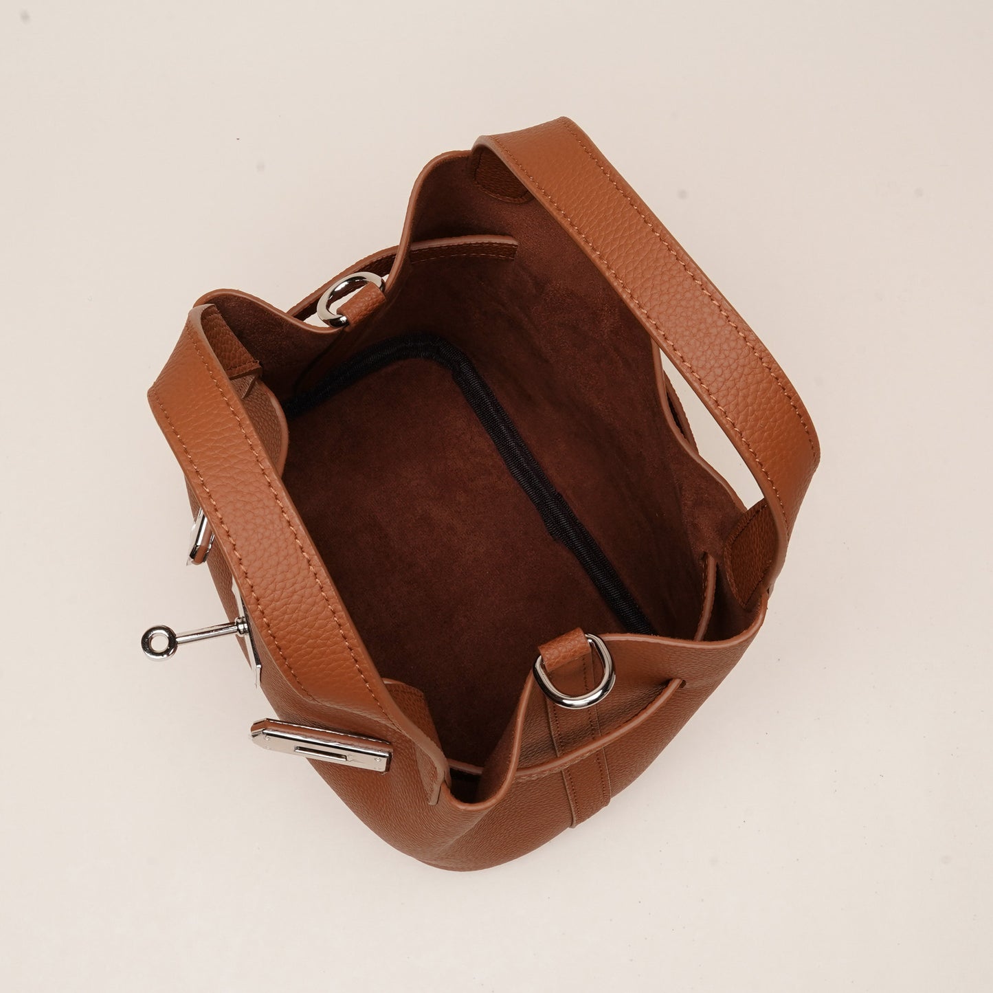 2025 New Genuine Leather Litchi Texture Basket Bag Single Shoulder Crossbody Underarm Bag Bucket Bag Commuter Fashion Women's Bag